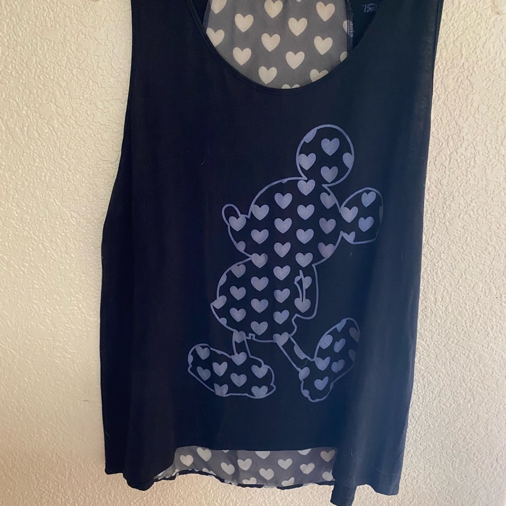 Black, Blue and White Heart Mikey Mouse Tank Top